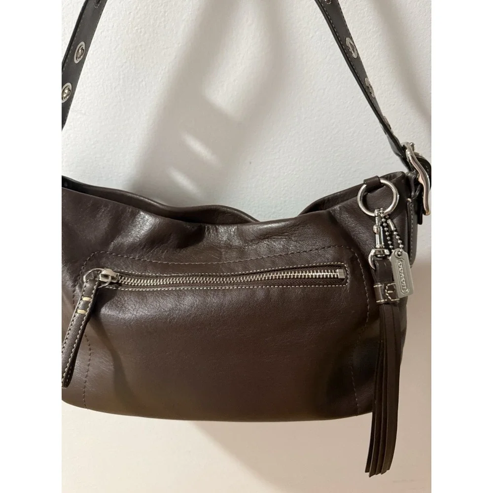 COACH Y2K Vintage East West Legacy Tassel Leather Brown  Shoulder Bag Purse 1417